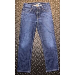 Carhartt Mens Straight Fit Jeans Dark Wash Denim Blue 30x30 Workwear Pants